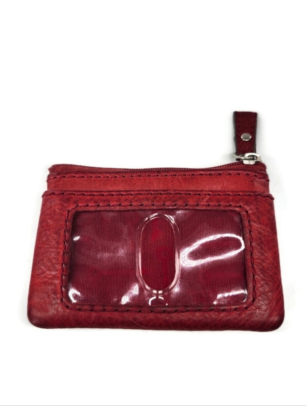 Fossil Emory Red Leather Zip Top Flap Snap Coin, Card & Key Chain Change Purse - Picture 2 of 11